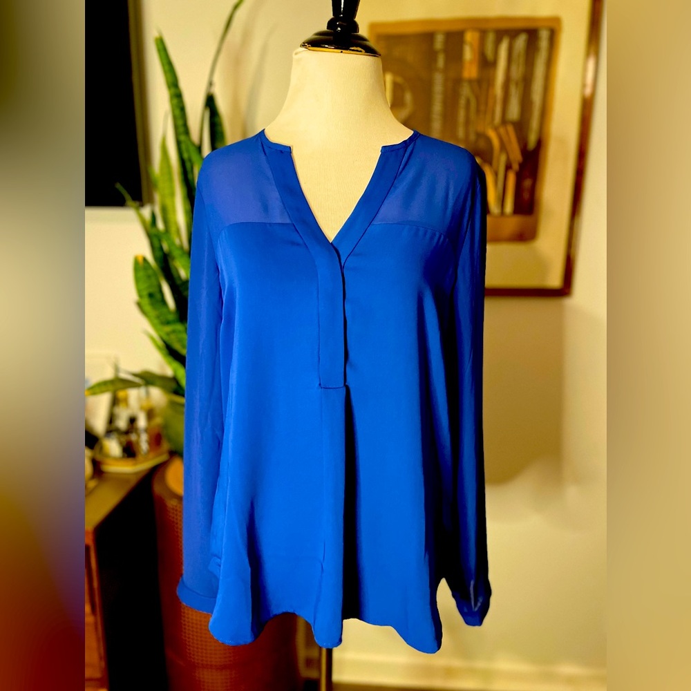 HM sapphire blue blouse with sheer details